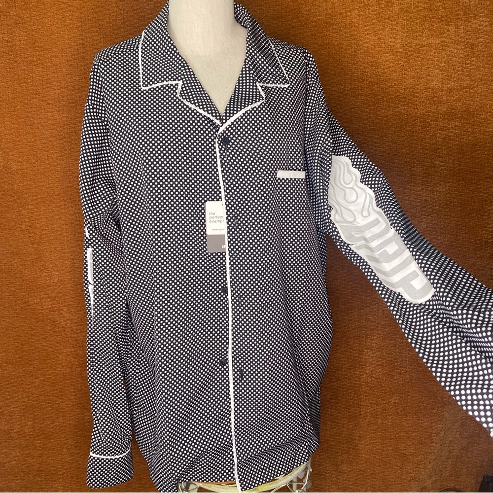 EPTM. Downtown Shirt Long Sleeve Polka Dot Shirt, Size L.